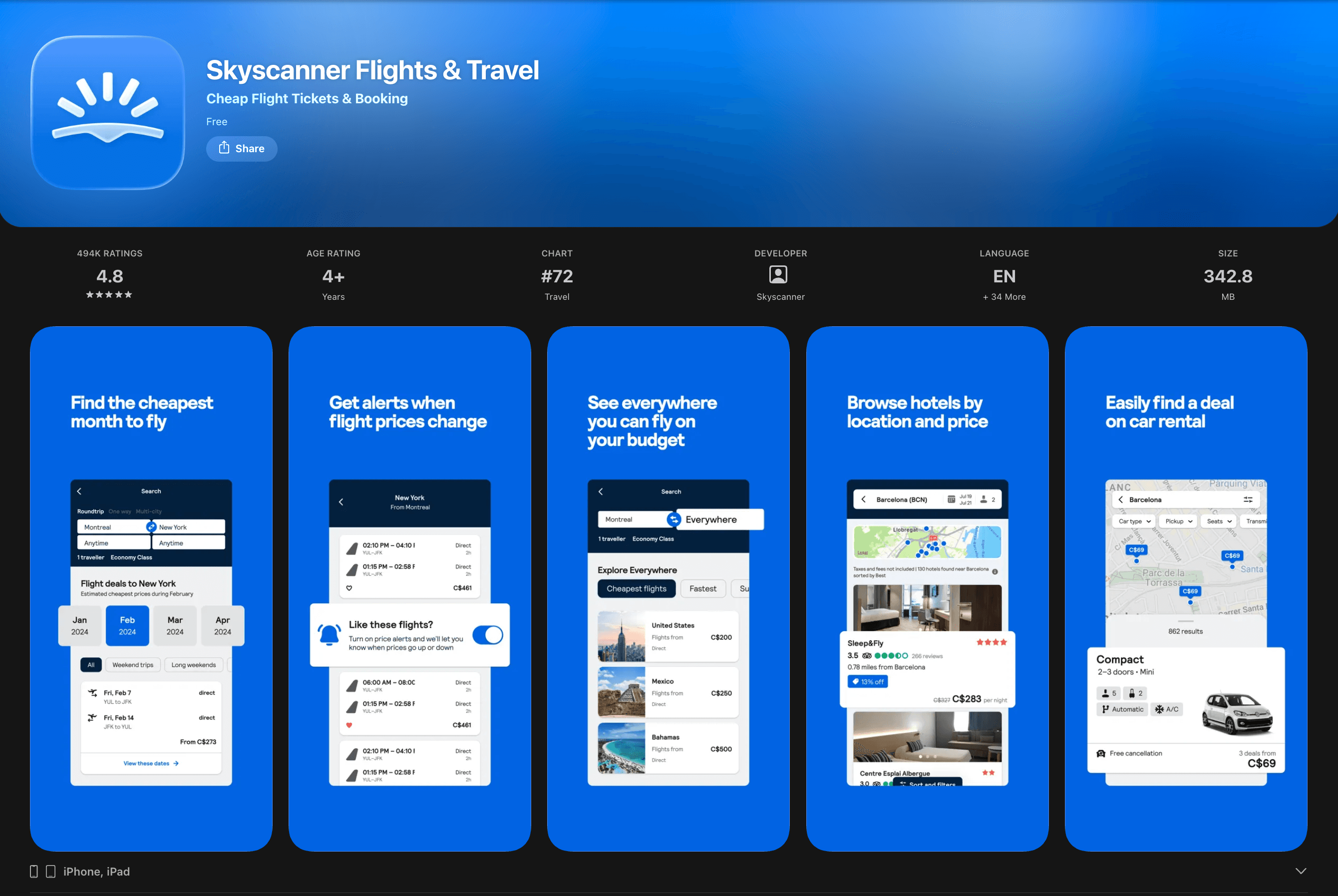 Skyscanner screenshot 1
